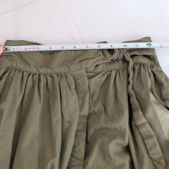 Free People Skirt Womens XS Khaki Cotton Wrap Style Tie Waist A-line Midi - Picture 6 of 9
